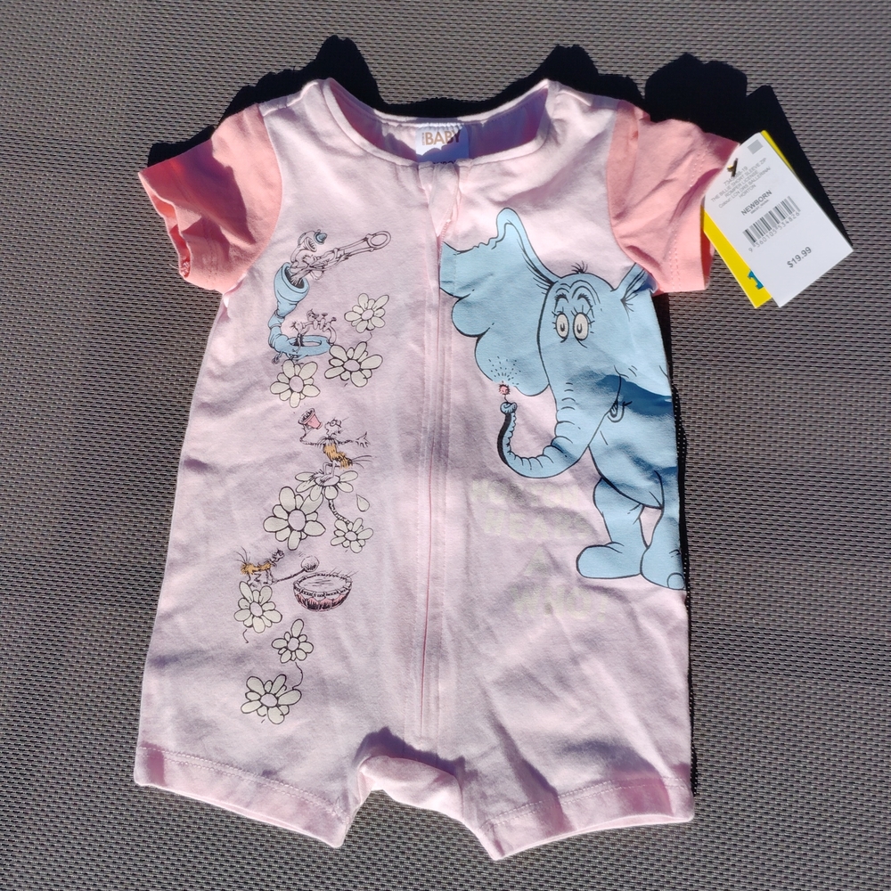 Dr Seuss Horton Elephant Pink One Piece
